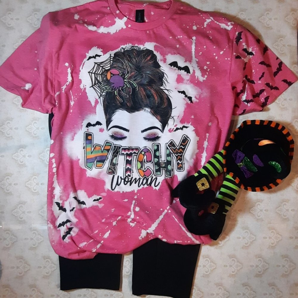 New -Large Unisex, Gildan, color Heather Heliconia -Bleached SublimationTee